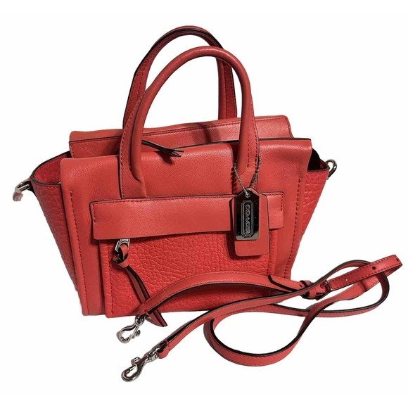 Coach Swagger 27 Coral Leather Satchel Crossbody Bag Resortwear Travel 41-04 - Picture 4 of 13